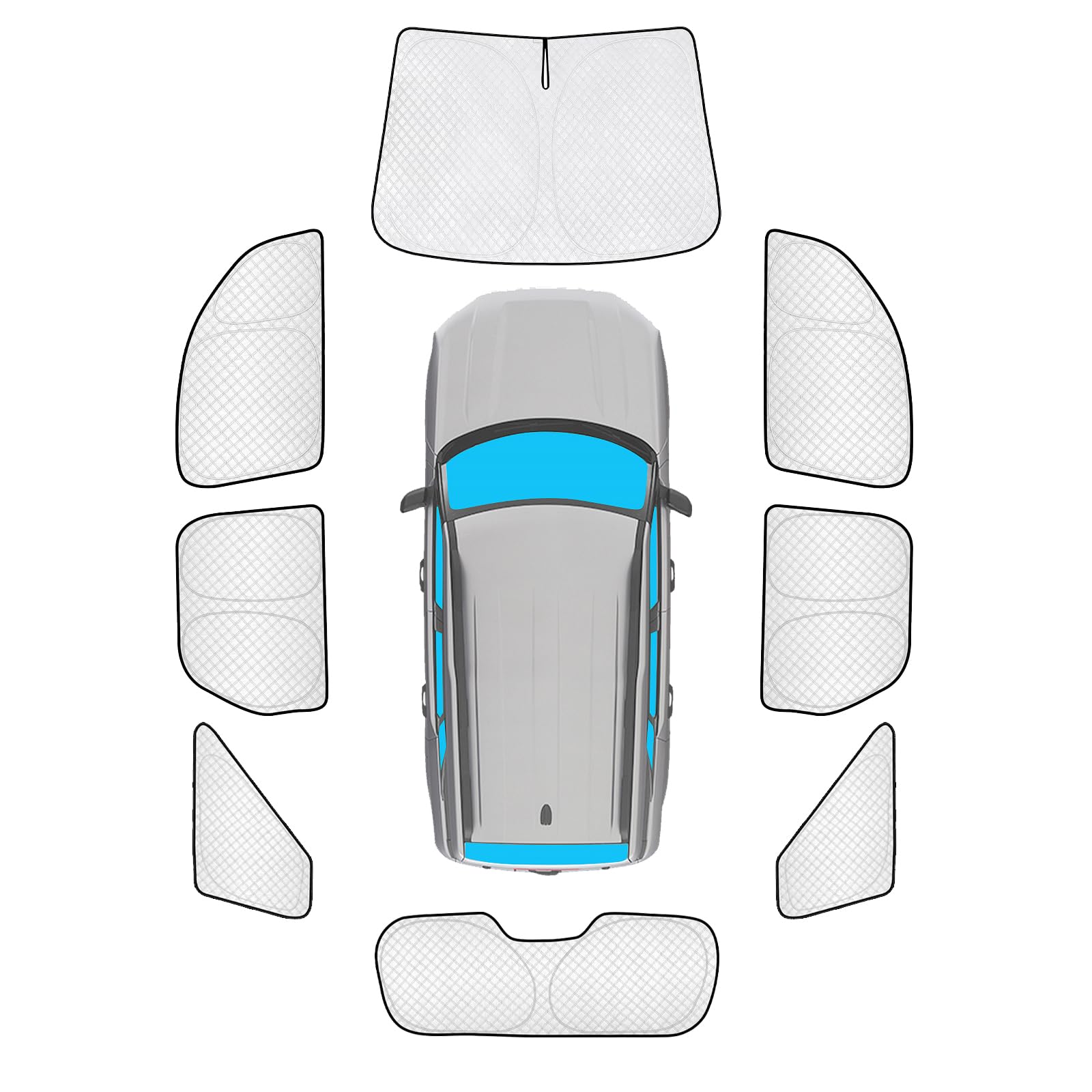 KMF 8pcs Thicken Sun Shades for Ford Bronco Sport 2021-2025 2026 Accessories, Custom Fit Full Car Window Covers Sunshade for Windshield Side Rear, UV Block and Blackout Privacy for Camping Outdoor