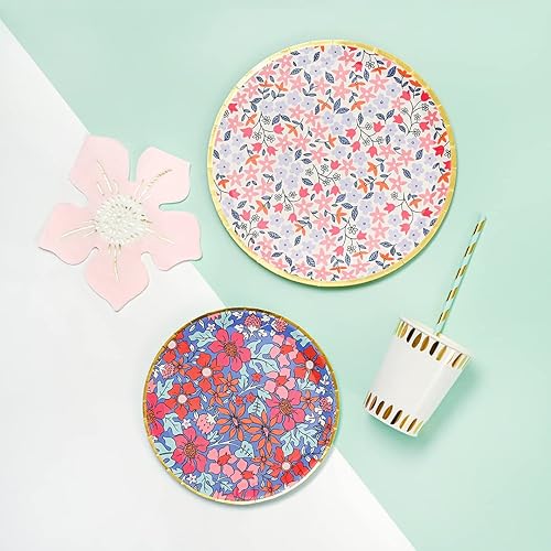 Miniatura 5 de Coterie Full Bloom - Platos de papel floral (juego de 10 platos grandes de papel de primavera), platos desechables para fiestas de té, despedidas de