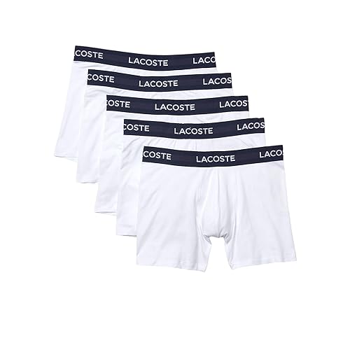 Lacoste mens Cotton Stretch Essentials Boxer Briefs, 5-pack
