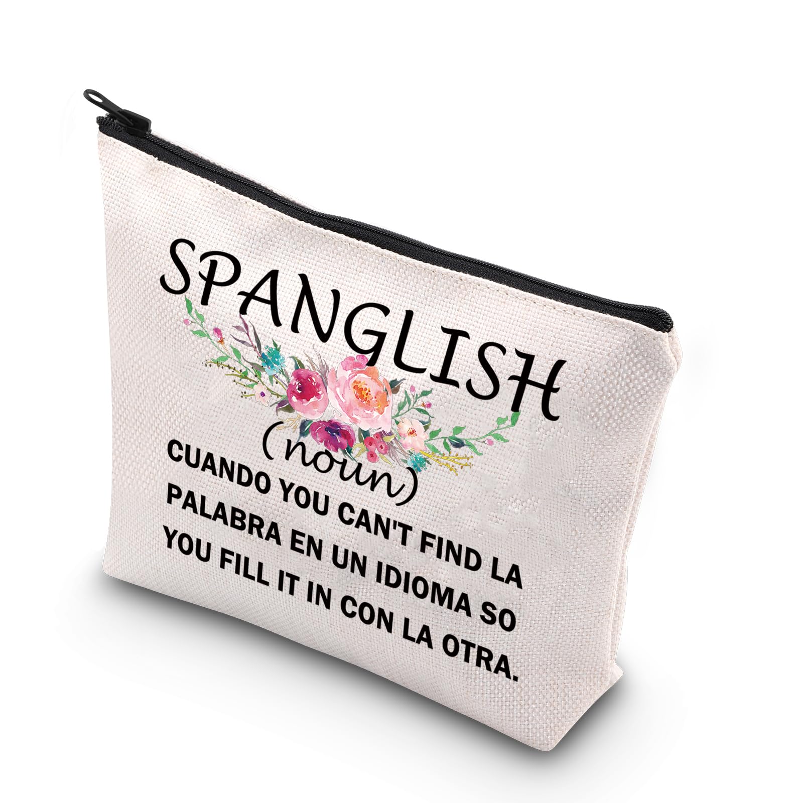 BDPWSS Spanish Gift Spanglish Definition Makeup Bag Spanish Teacher Appreciation Gift Bilingual Teacher Gift (Spanglish noun)