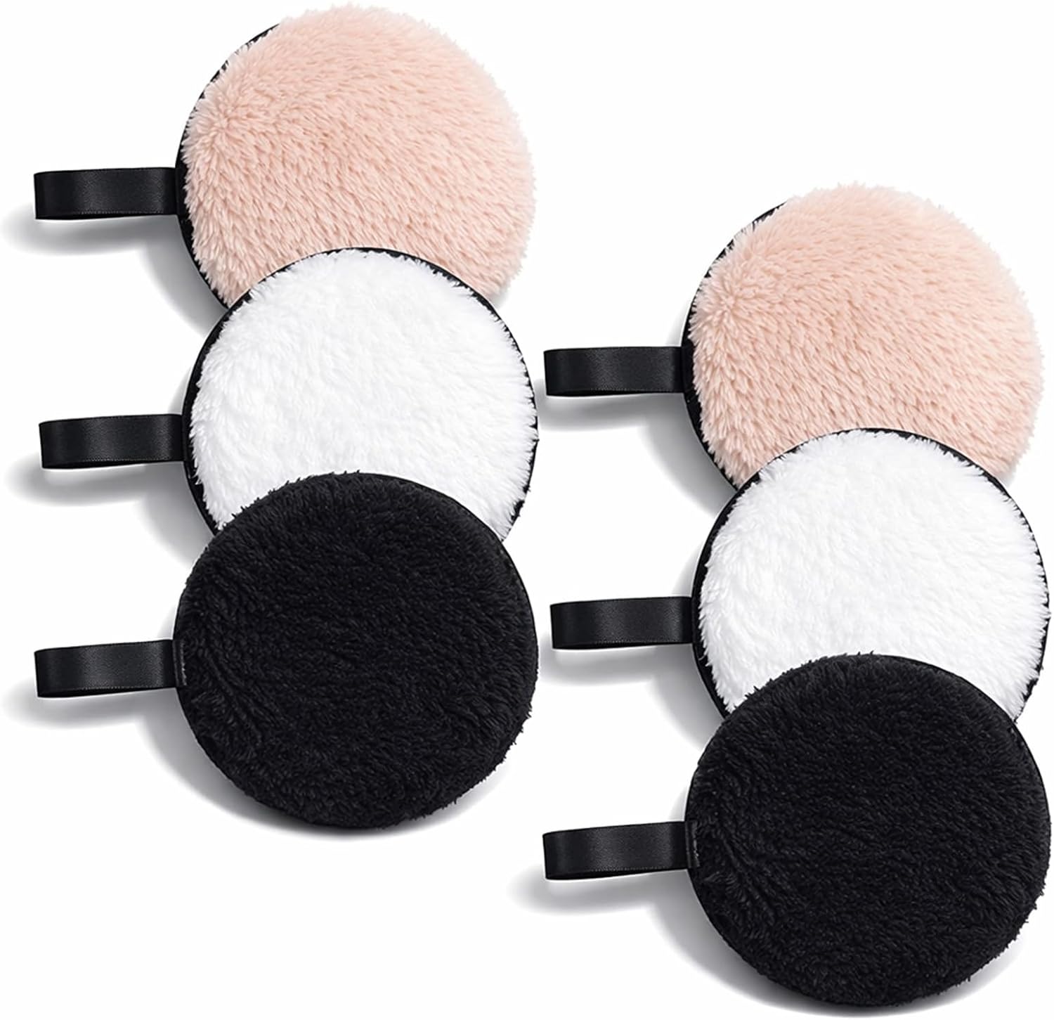 6 PCS Makeup Remover Pads Reusable Facial Cleaning Puffs, Double-Sided Washable Round Make Up Remover Puff for All Skin Women Facial Cleansing