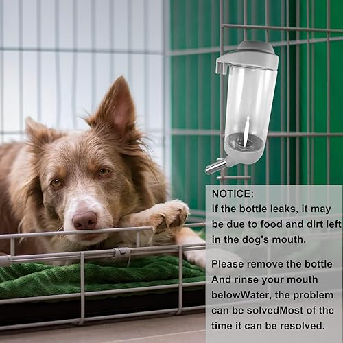 Miniatura 5 de Botella de agua para perros  Dispensador de agua para mascotas sin goteo de 17 onzas, botella de agua de jaula fácil de usar para perros, gatos,