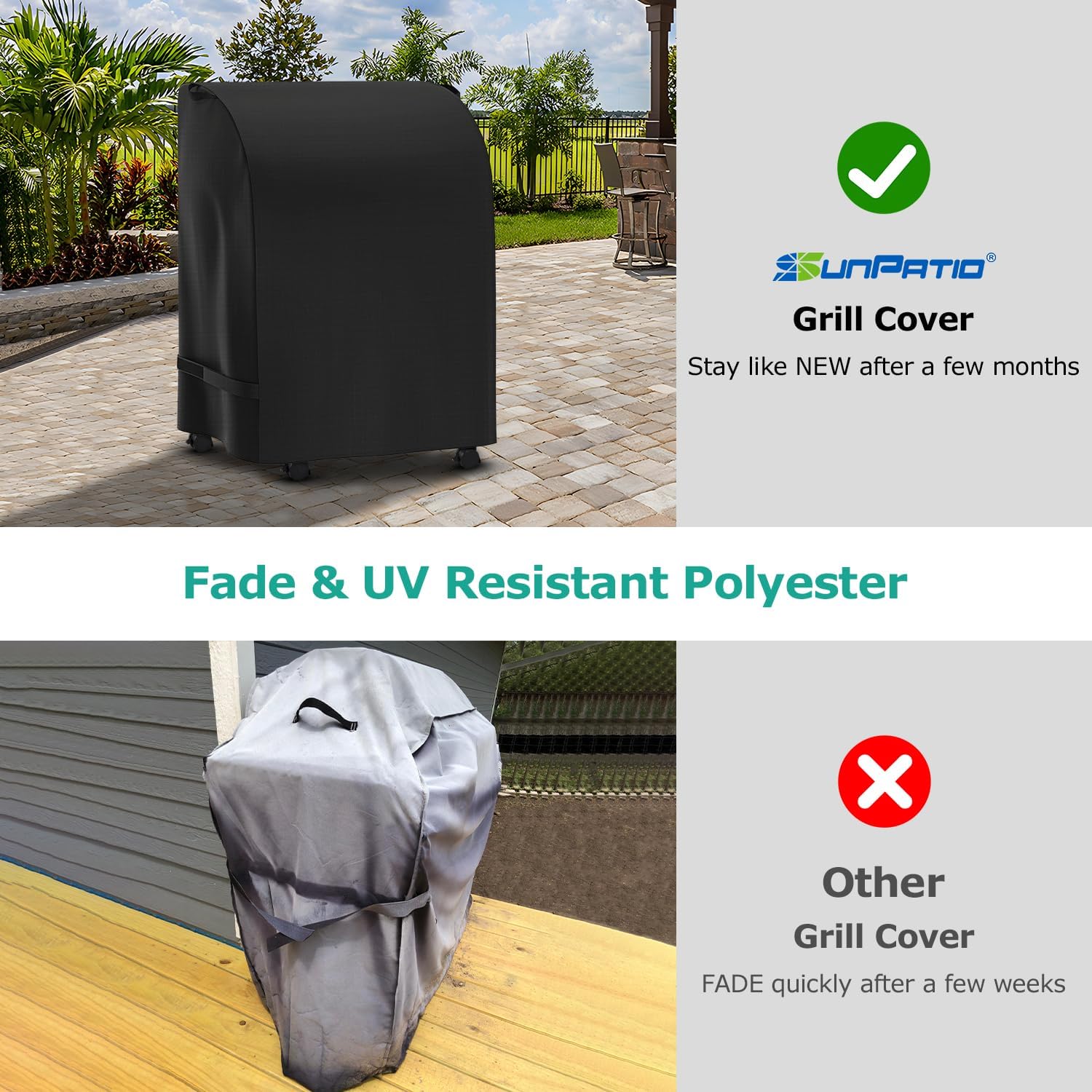 SunPatio 2 Burner Gas Grill Cover 32 inch, Waterproof Small BBQ Grilling Cover, Compatible with Weber Char-Broil Nexgrill and More Grills with Collapsed Side Tables, All Weather Protection - Image 3