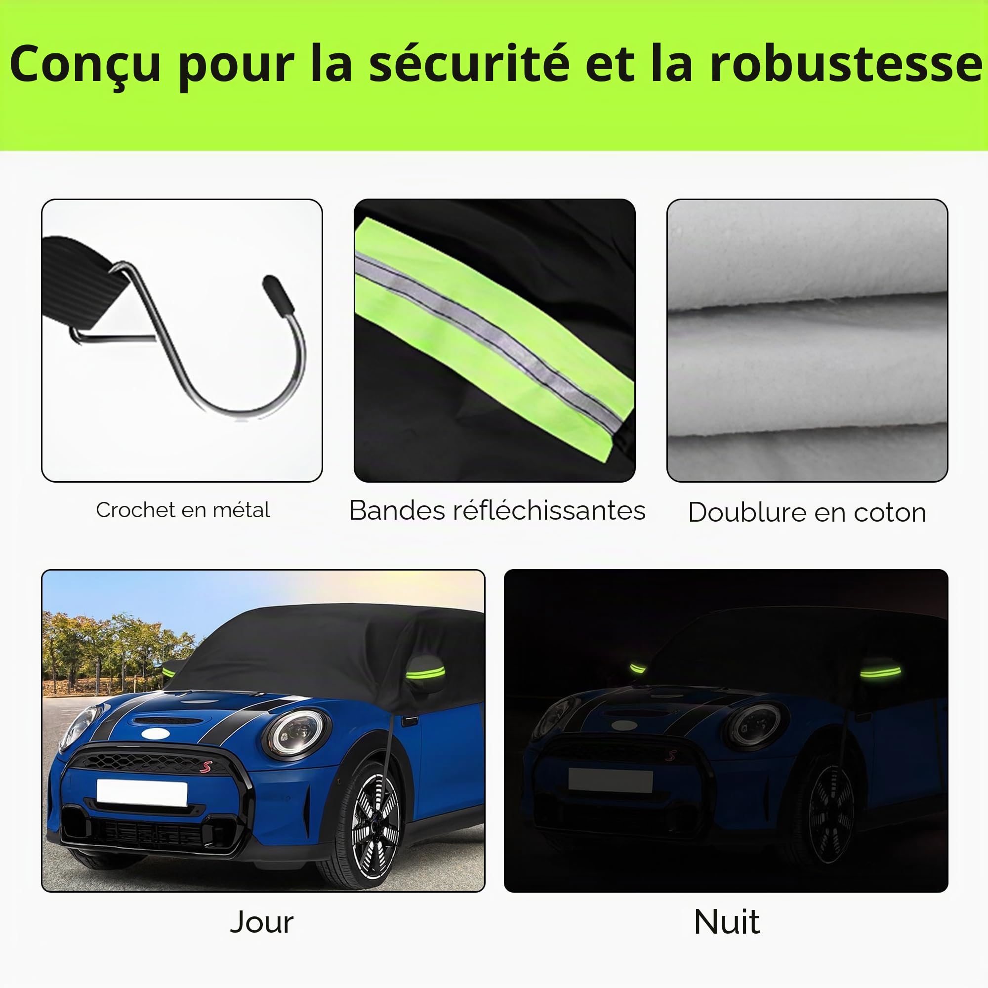 Demi-housse de voiture de rechange pour Mini Cooper 3 portes 2000-2024, housses de voiture pour rangement extérieur, accessoires de voiture imperméables toutes saisons