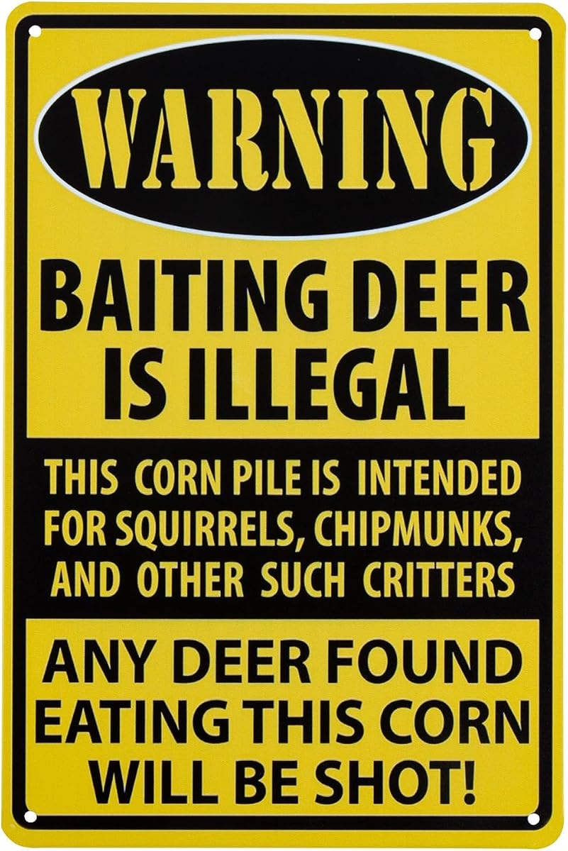 Warning Baiting Deer is Illegal Metal Tin Signs Vintage Wall Decor 12 X 8 | Home Coffee Bar