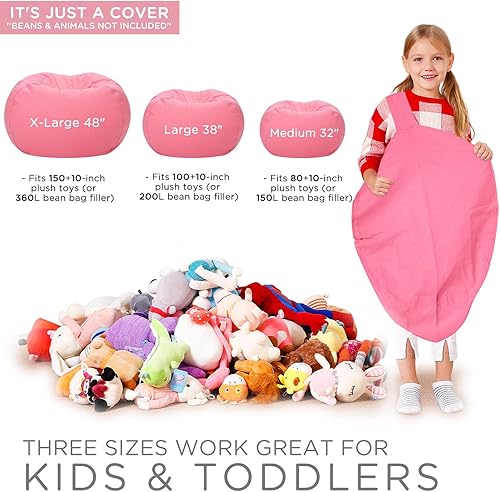 Miniatura 35 de Aubliss - Funda para organizar juguetes de felpa, se convierte en un puf cuando se rellena Se convierte en un puf para niños cuando está lleno. Aqua