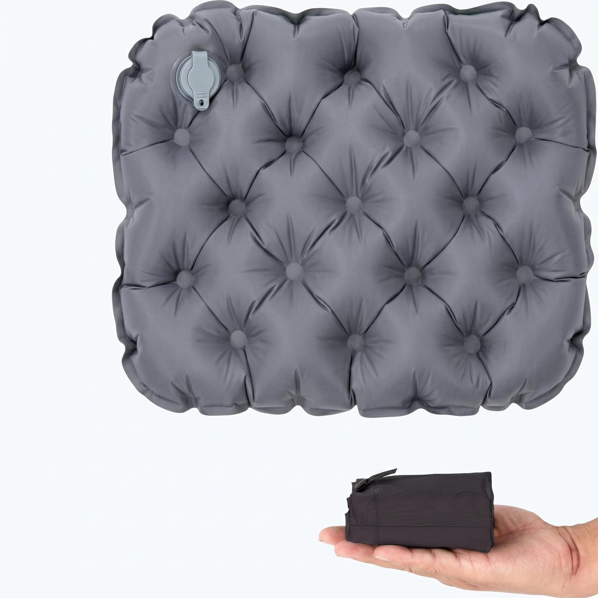 QLK Inflatable Travel Cushion for Airplane Seat Comfort, Compact Portable Seat Pad for Long Sitting, Lightweight Foldable Camping Air Seat Ergonomic Travel Cushion