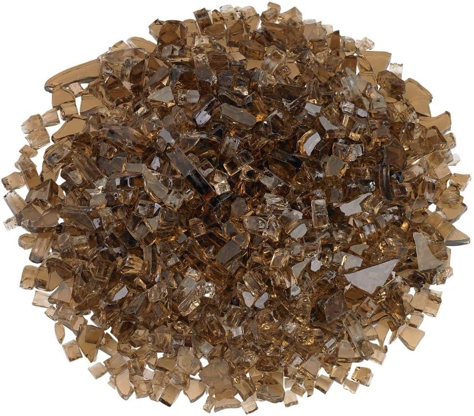 Drop-in Fire Pit and Fire Glass Package Deal - Includes 30 lbs of 1/4-Inch Glass Color: Copper and Stainless Steel Drop-in Fire Pit Pan w/Electronic Ignition (24" x 8")