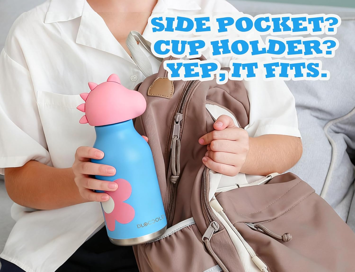 DLOCCOLD Insulated Stainless Steel Water Bottle with Detachable Soft Dinosaur Animal Head Fun Drinking 16 Ounce with Flexible Reusable Straw - Image 5