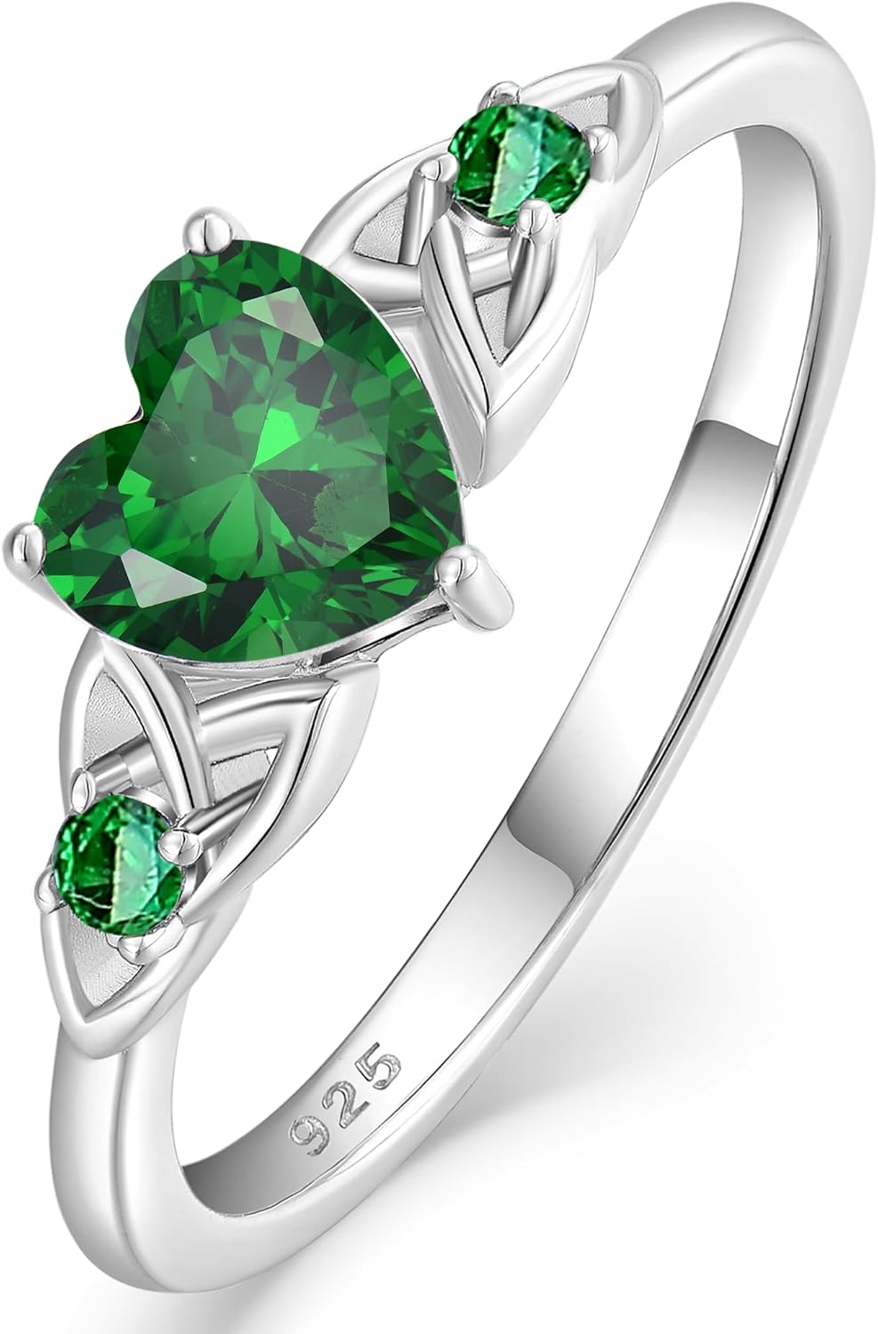 Celtic Knot Rings for Women 925 Sterling Silver Solitaire Ring Wedding Engagement Band Heart Birthstone Jewelry Size 5-10