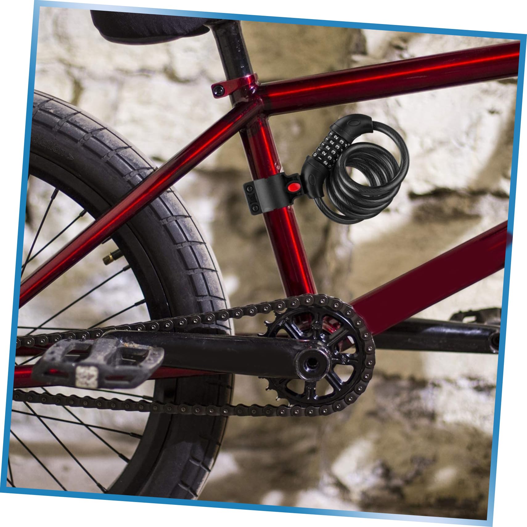 Lucchetto Catena Bici Antifurto Combinazione 5 Cifre Nero | Cavo in Wirerope, Rivestimento Protettivo in Pvc, Struttura Abs, per Accessori Cycling