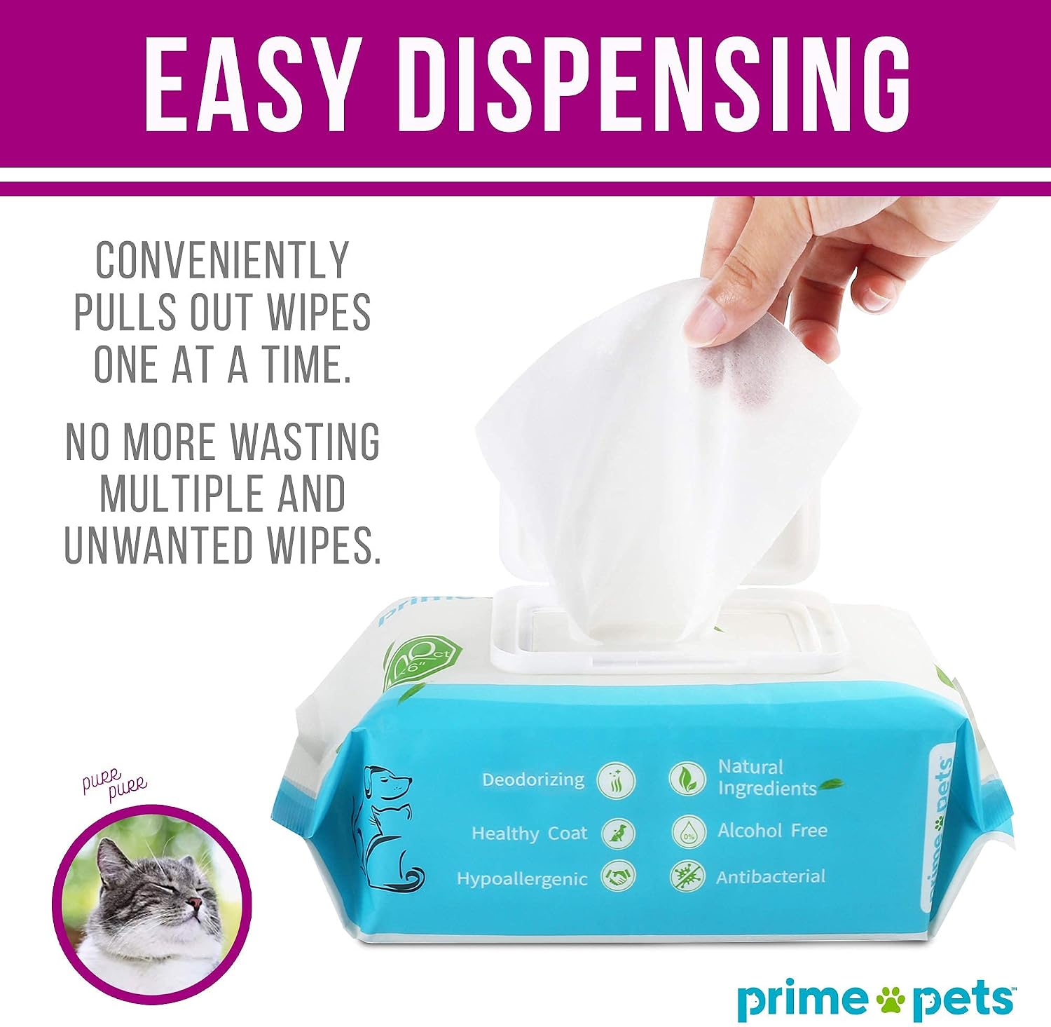 PrimePets Dog Wipes for Paws and Butt, 300 Count, 8" x 6" Pet Grooming Wipes for Dogs Cats Cleaning Deodorizing, Unscented Dog Paw Wipes, Puppy Wipes for Face Bum Eyes Ears Teeth