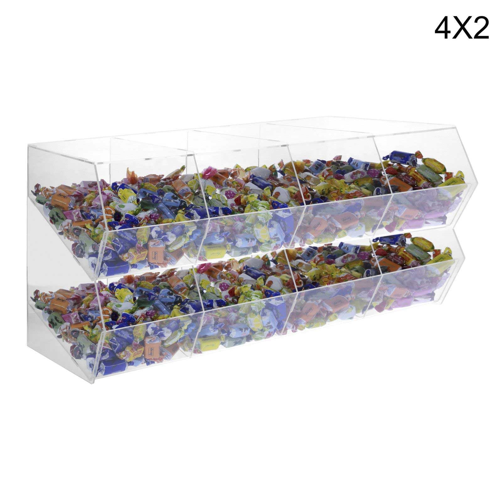 Avà srl Expositor para Caramelos en plexiglás Transparente SIN Puerta con 8 Compartimentos