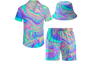 Men's Trippy Print 2 Piece Tracksuit Hawaiian Shirt Shorts Sets