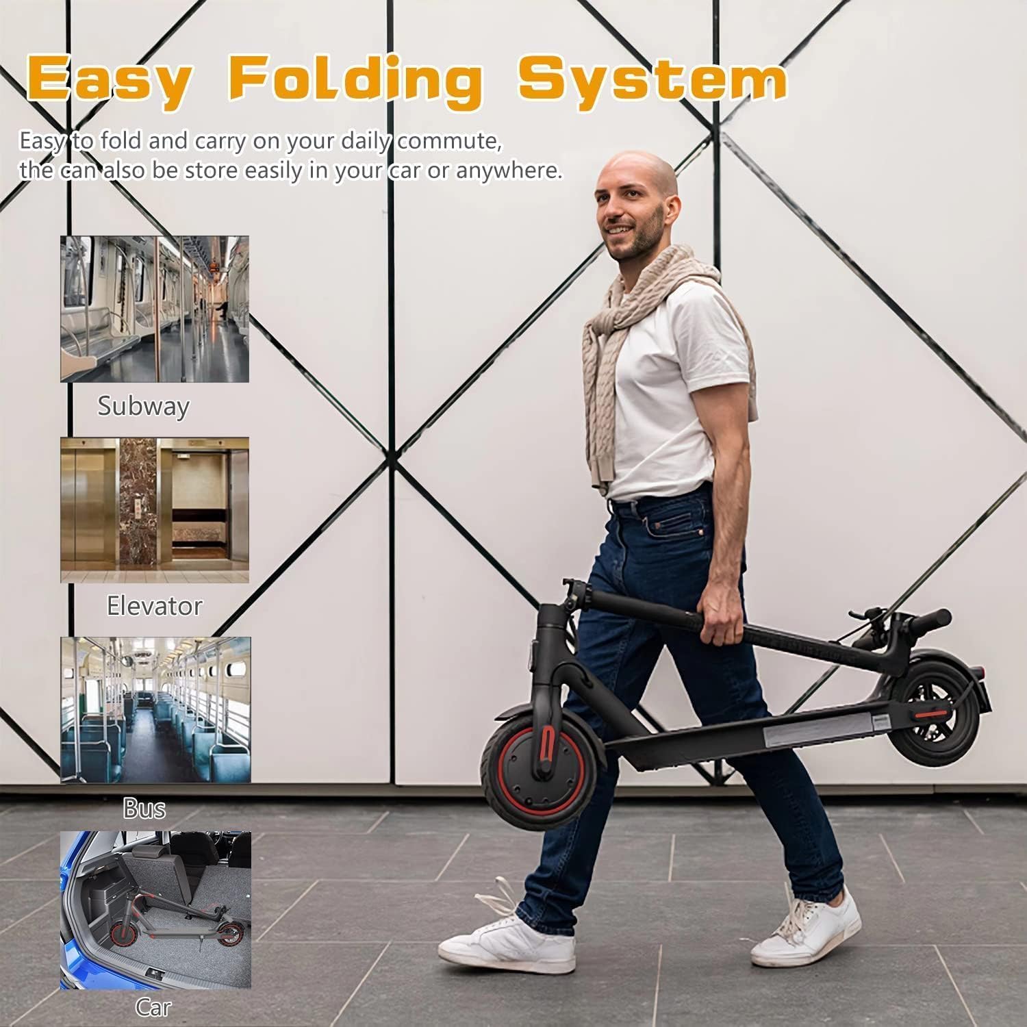Trottinettes Électriques Adultes, pneus de 8,5 Pouces, Moteur de 350 W, autonomie de 20 à 30 Miles, Scooter électrique Pliable avec Double système de freinage et contrôle par Application - Noir