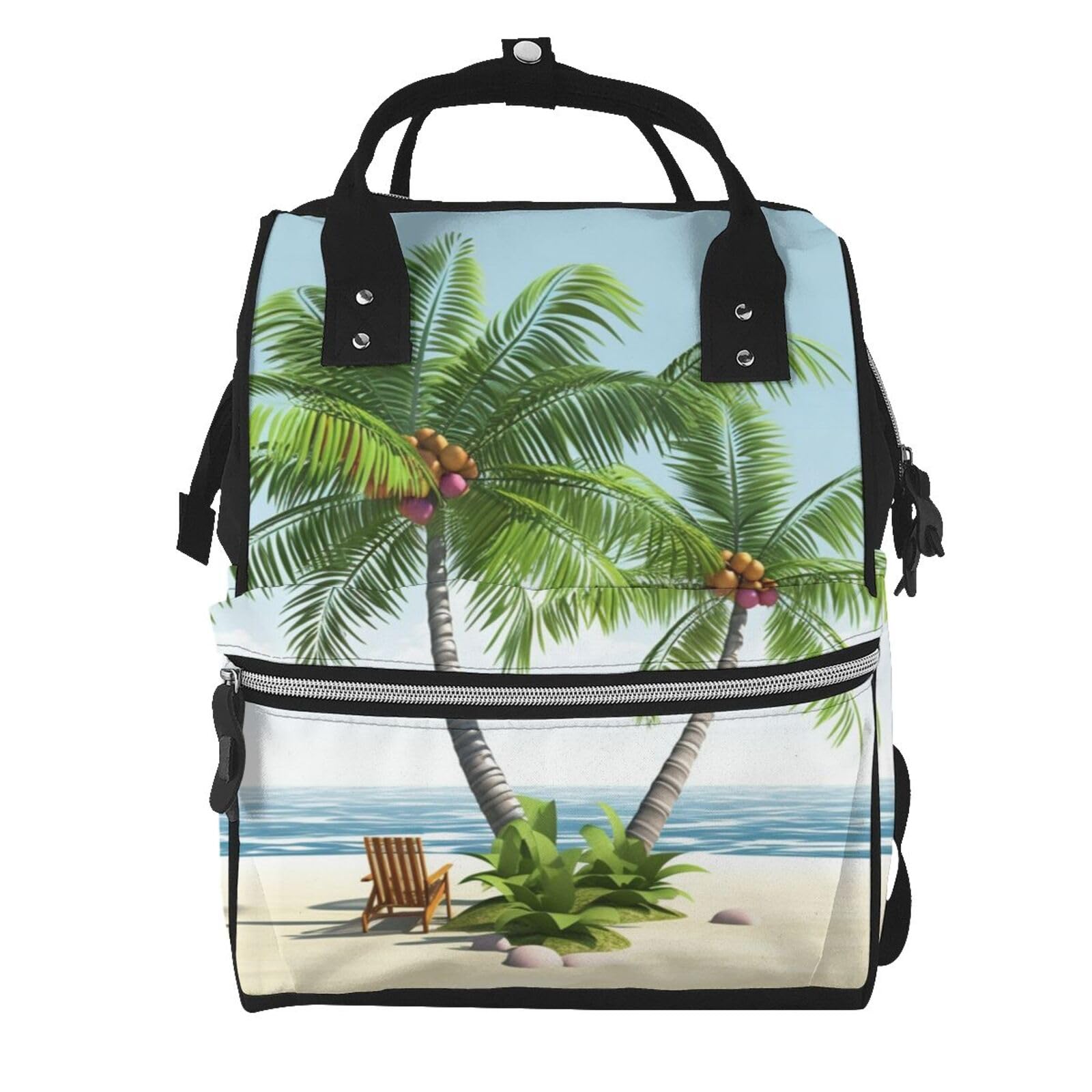 Sac à dos à langer multifonction noir grand format polochon pour maman active - 7