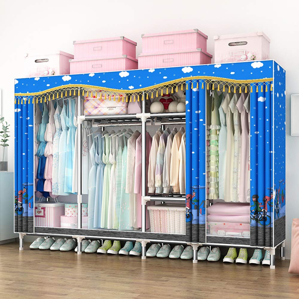 Garde-Robe Temporaire anti-affaissement Grand Placard de Rangement Tissu Satin et Acier