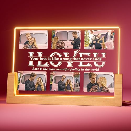 Miniatura 7 de Bemaystar Regalos para el día de San Valentín regalos con fotos personalizadas, regalos personalizados con luz nocturna de corazón para novios,