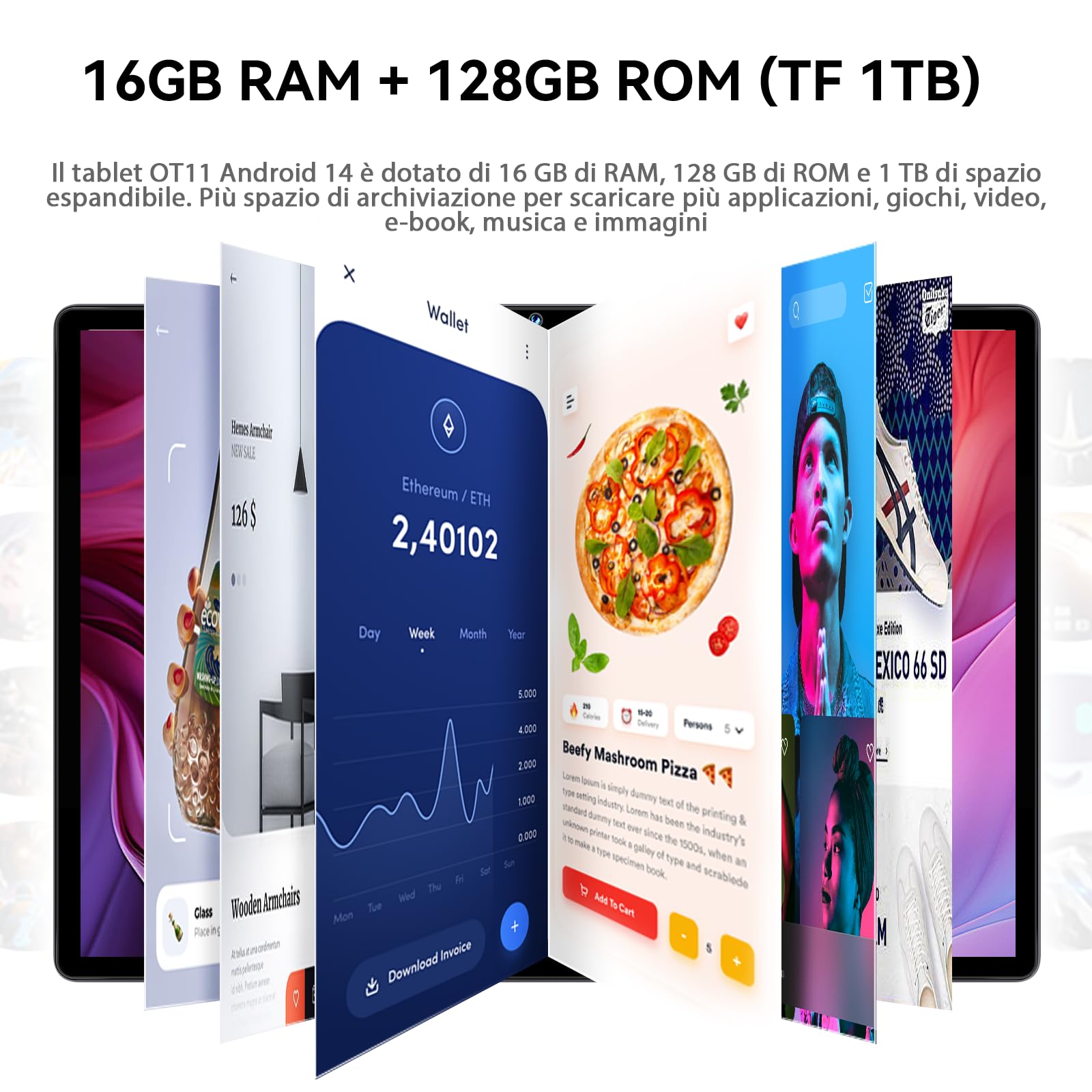OUKITEL OT11 Tablet 11 Pollici, 16 GB RAM + 128 GB ROM (1TB TF) Tablet Android 14, 2024 Nuovo Tablet in Offerta con Octa Core, 8000 mAh, 1920P HD IPS, 5G WiFi, Widevine L1, TUV (Giallo)