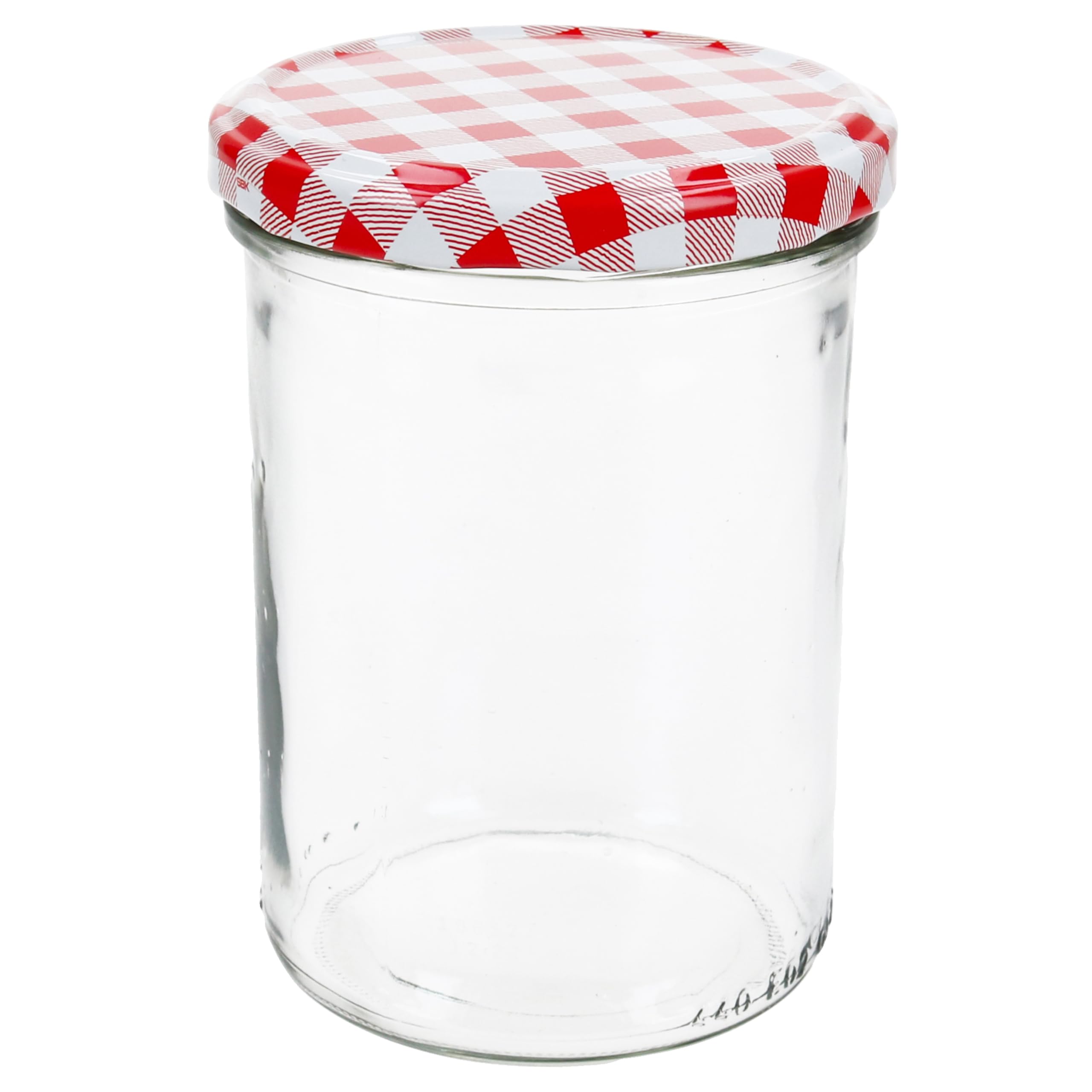Set di 48 barattoli in vetro da 435 ml per conserva, con tappi To 82 rosso a scacchi, quaderno per ricette incluso