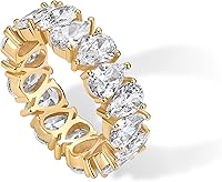 PAVOI 14K Gold Plated Pear CZ Eternity Ring for Women - Stunning Bridal Wedding Band Stackable Jewelry Size 8