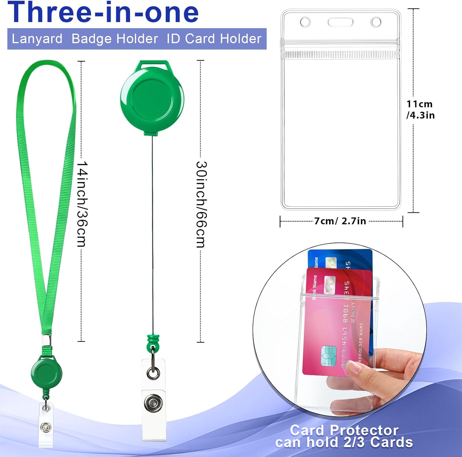 Marspark Lanyard with ID Holders Include Flat Lanyard with Retractable Badge Reel and Clear Vertical Card Name and Badge Holder for Offices ID Driver License (5 Colors,50 Set)