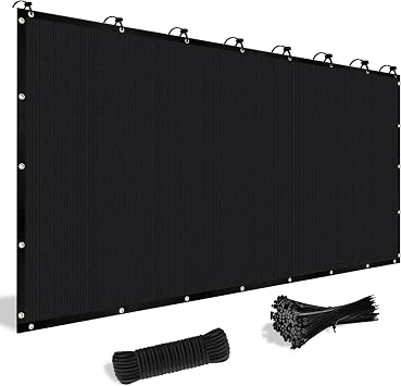 Shade&Beyond Customized Size 4 X 11 Shade Cloth with Grommets, 90% UV Protection UV Protection Mesh Tarp Sun Screens for Patio GN04, Black