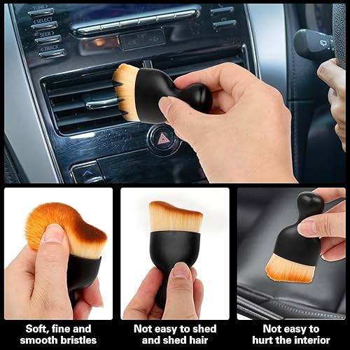 Miniatura 3 de cobee Cepillo suave de limpieza interior de automóvil, sin arañazos, cepillo de limpieza de coche con cerdas suaves, cepillo para detallar el