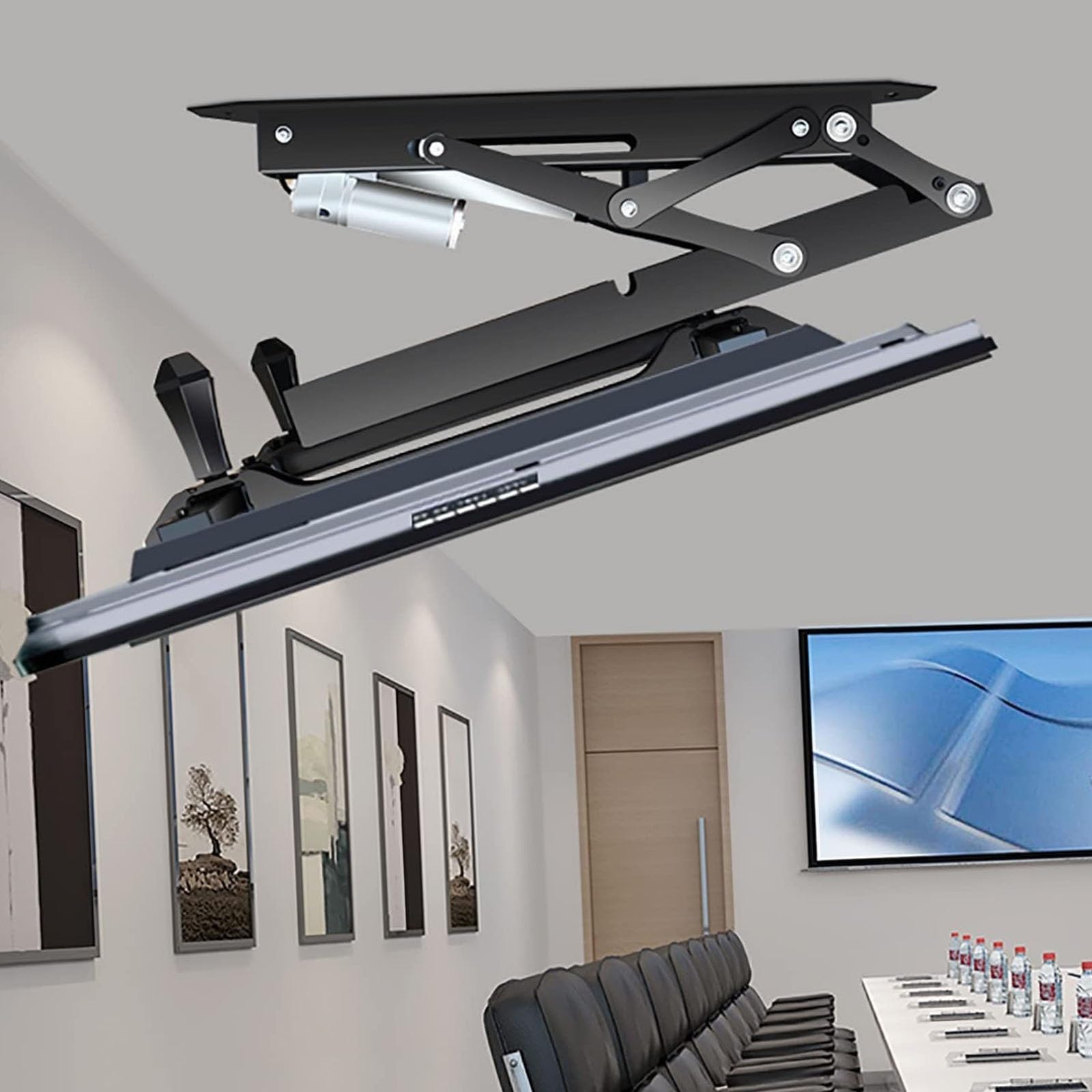 Support de plafond motorisé pour téléviseur avec levage électrique télescopique adaptable