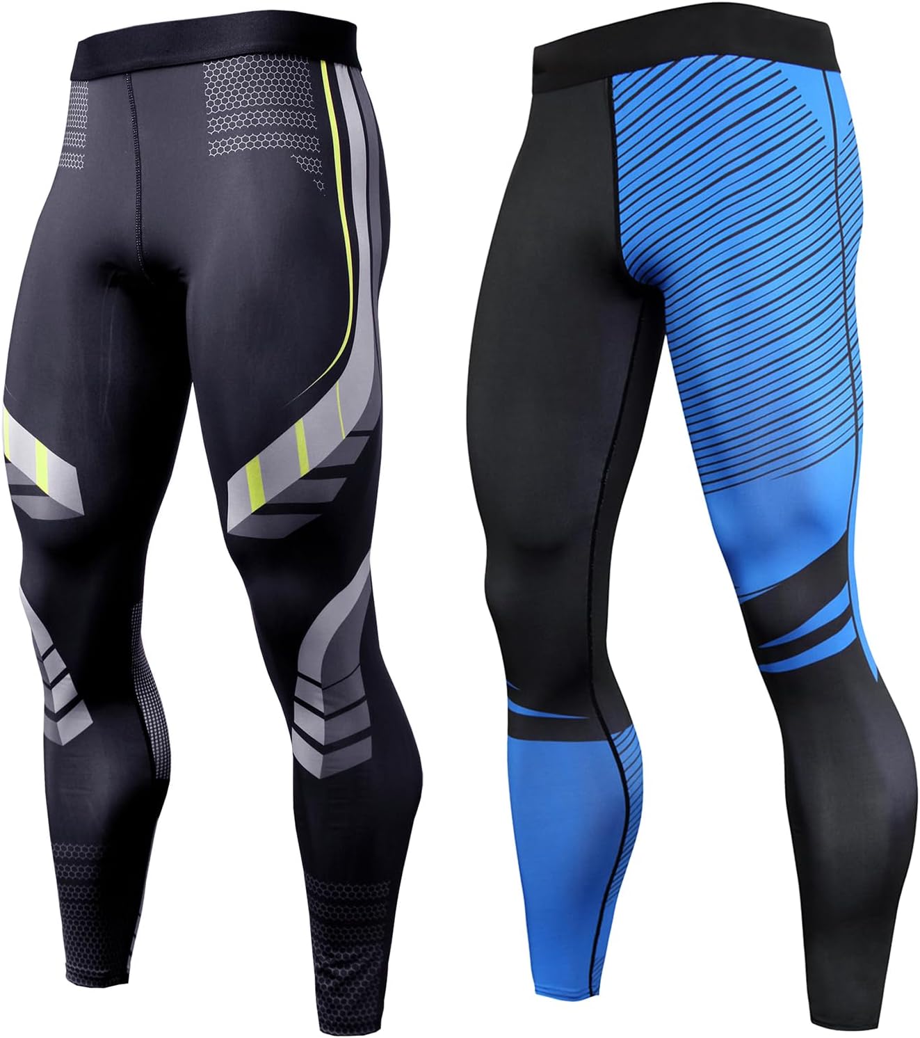 OEBLD Compression Pants Men UV Blocking Running Tights 1 or 2 Pack Gym Yoga Leggings for Athletic Workout