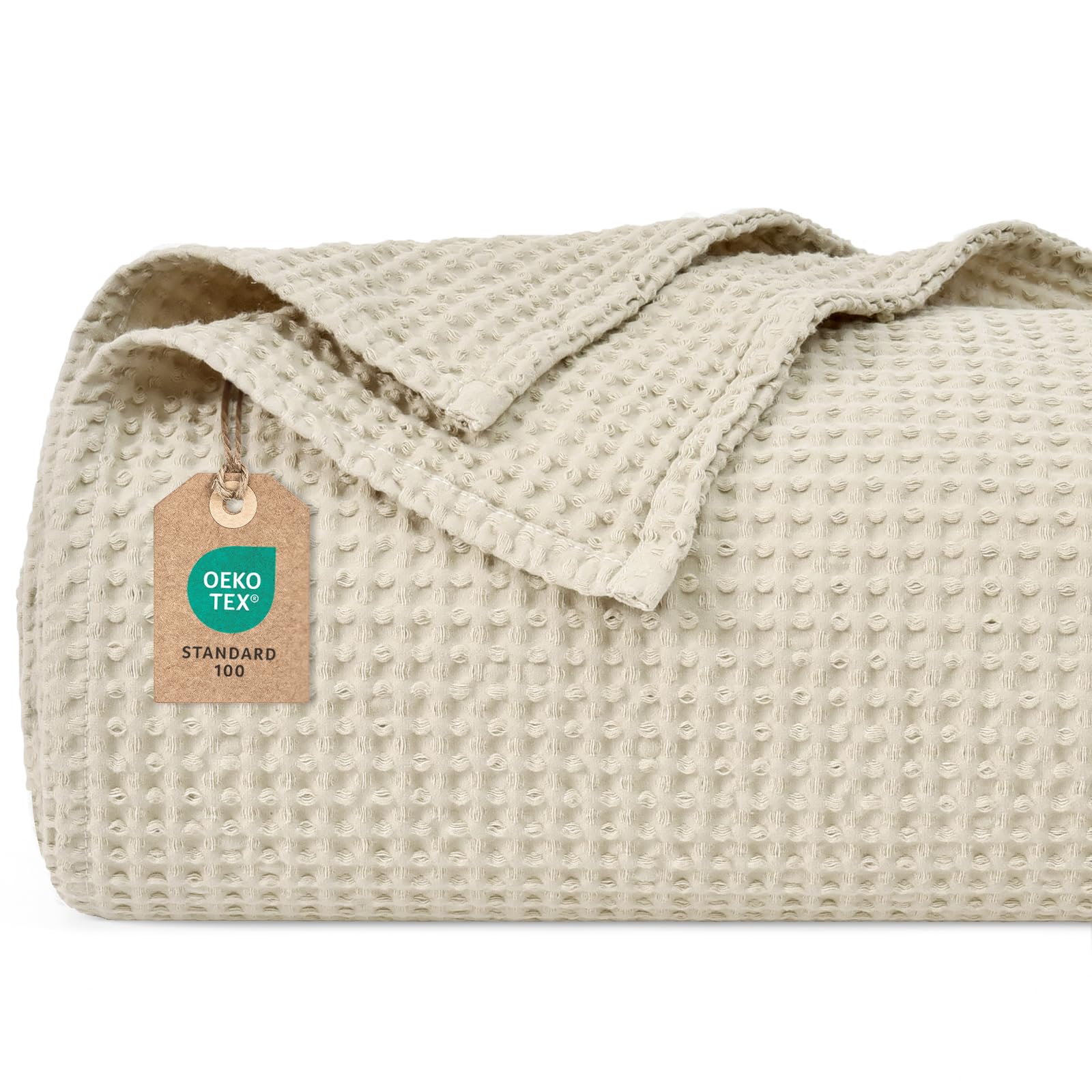 PHF 100% Baumwolle Waffel Kuscheldecke, Vielseitige Leichte Wohndecke