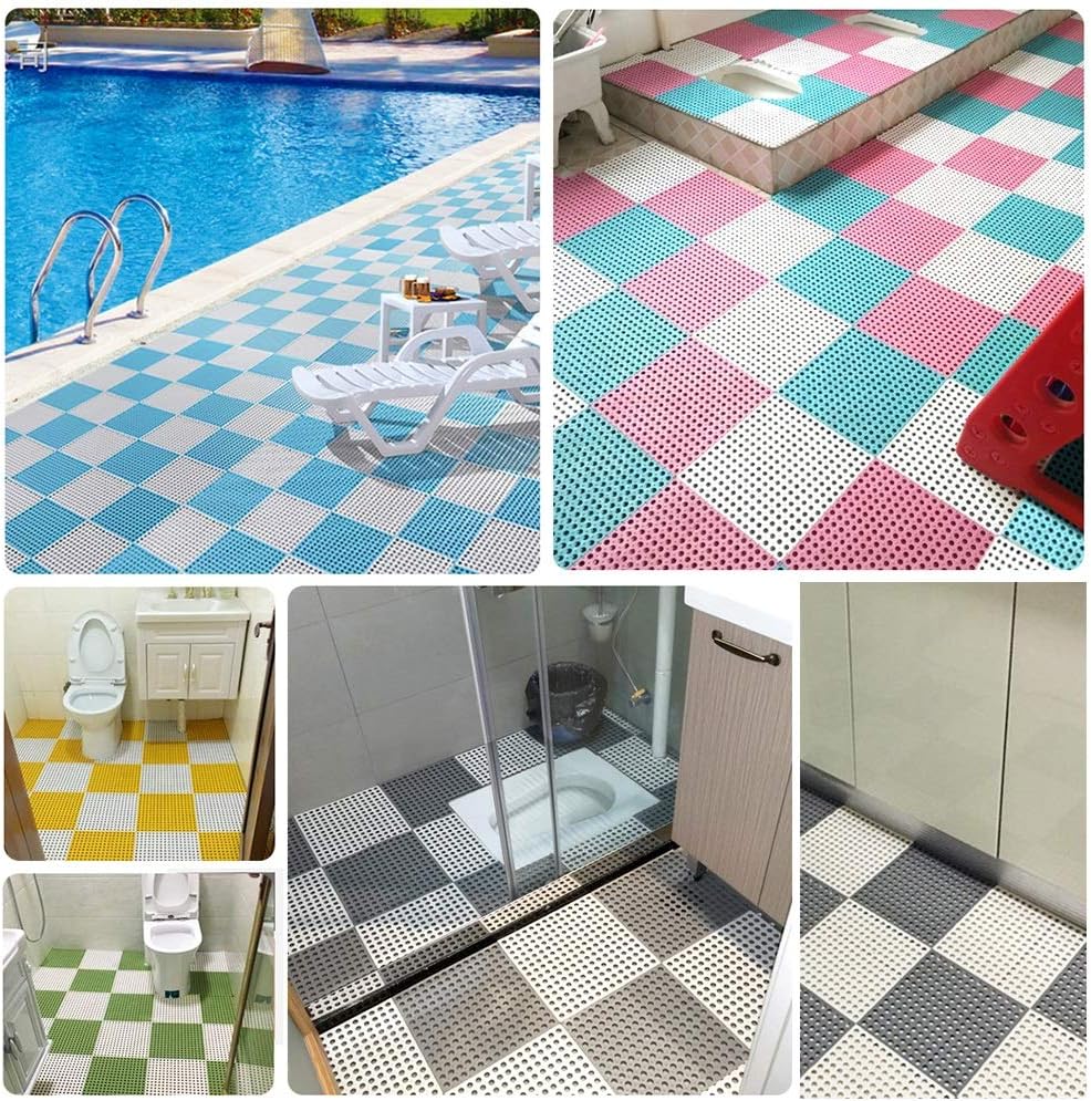 Bathroom Non-Slip Mat Anti-Fall Shower Room Foot Pad Large Hand Washing Bathroom Carpet WC Waterproof Mat, 30x30cm, 1cm Thick ALGFree (Color : C, Size : 8PCS)