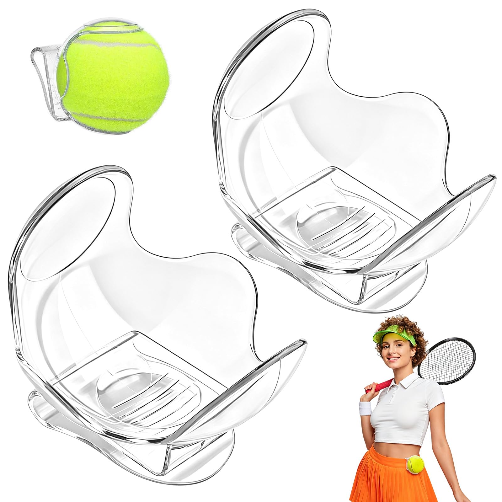 AYUMAL Tennis Ball Clip, ABS Tennis Ball Holder Waist Clip, One Size(White)