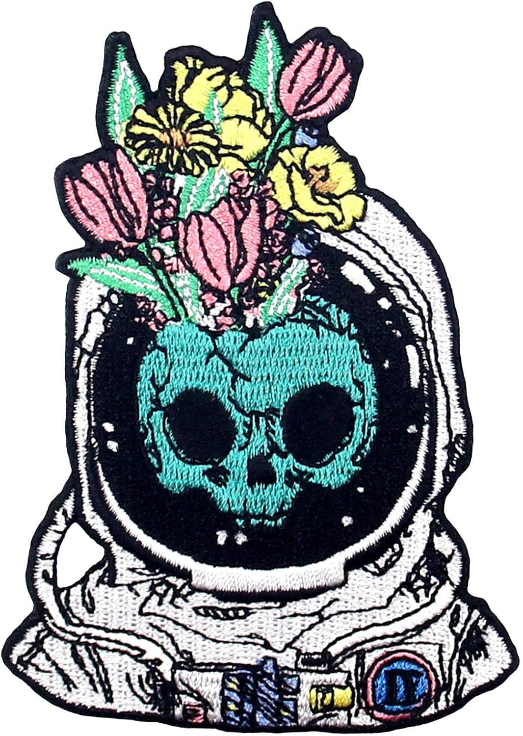 Sponsored Ad - New Unique Embroidery Work Iron On Sew On Patch Do It Yourself Jacket Denim Decoration| Space Man Skull Astronaut with Flowers Patch Emblem