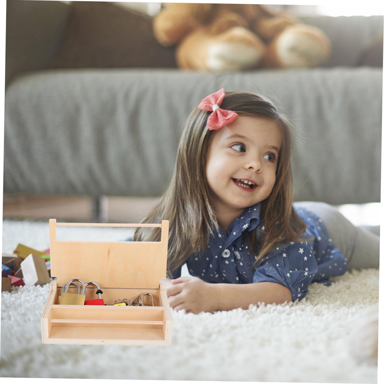 Juguete Montessori de Madera y Metal Candado y Llave para Niños