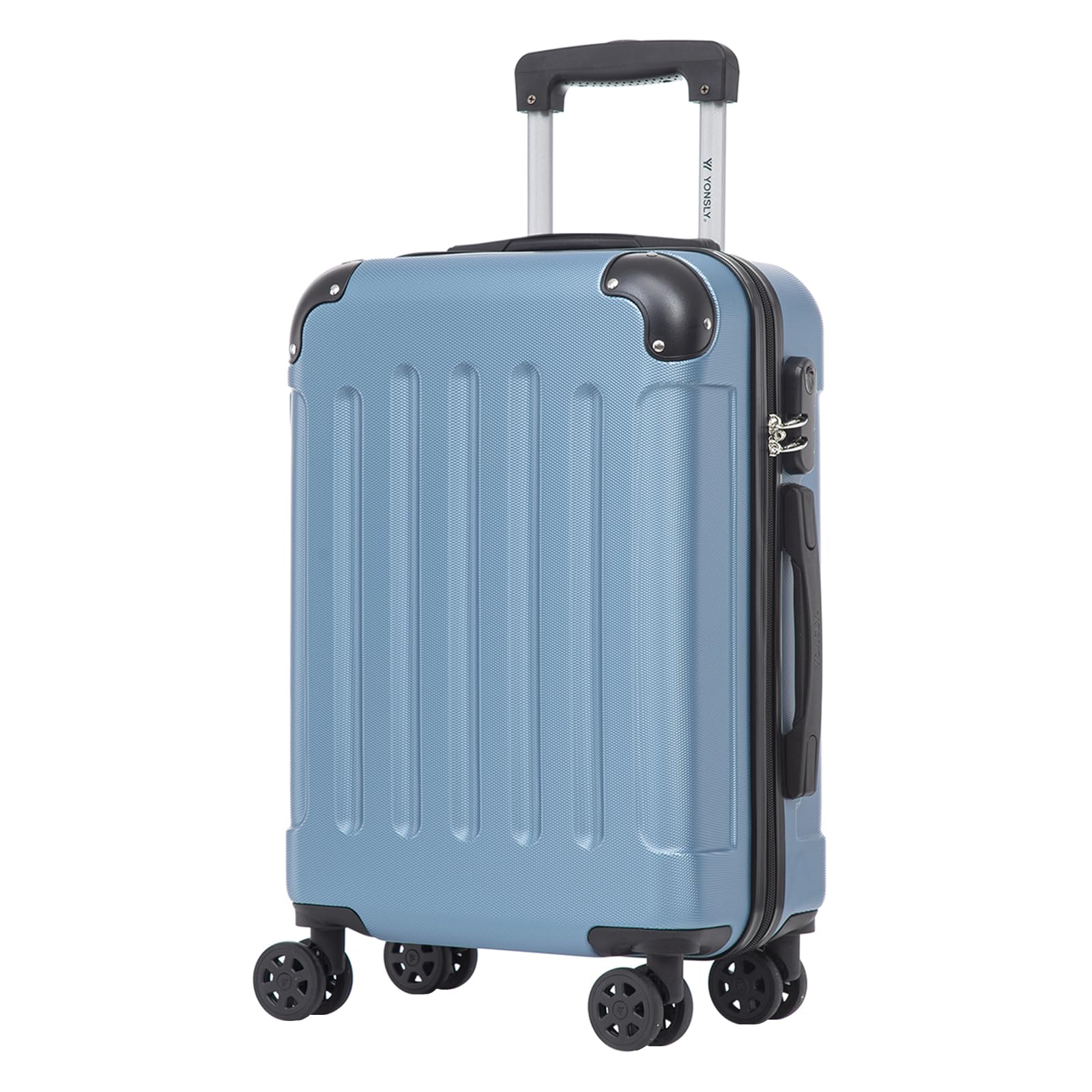 YONSLY Trolley Reisekoffer Set, Koffer Suitcase, Rollkoffer Handgepäck Hartschalenreisekoffer mit Zahlenschloss, 4 Rollen 360°, Weicher Gummigriff