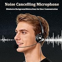 Vista 4 de Callez RJ9 Polycom Phone Headset with Noise Cancelling Mic & Volume Controls, Telephone Headset for Office Compatible with Polycom VVX250 VVX400