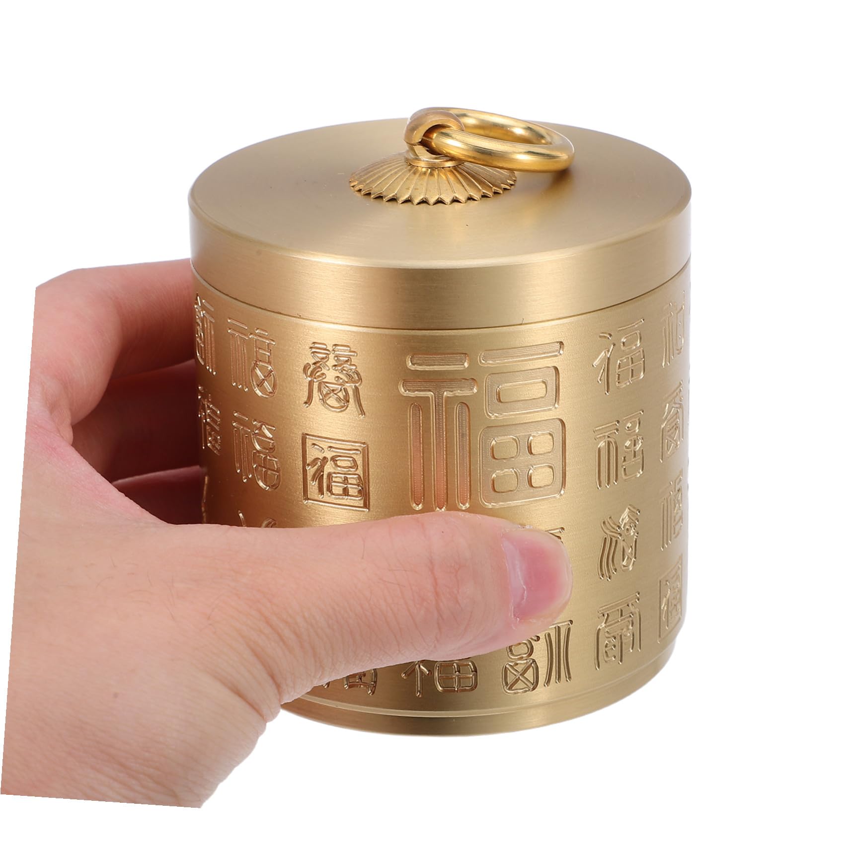 Posacenere Rotondo in Ottone Oro con Coperchio, Stile Classico