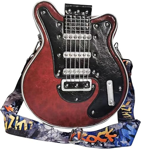 Bolso bandolera con forma de guitarra para hombre y mujer, de piel sintética, monedero único para guitarra