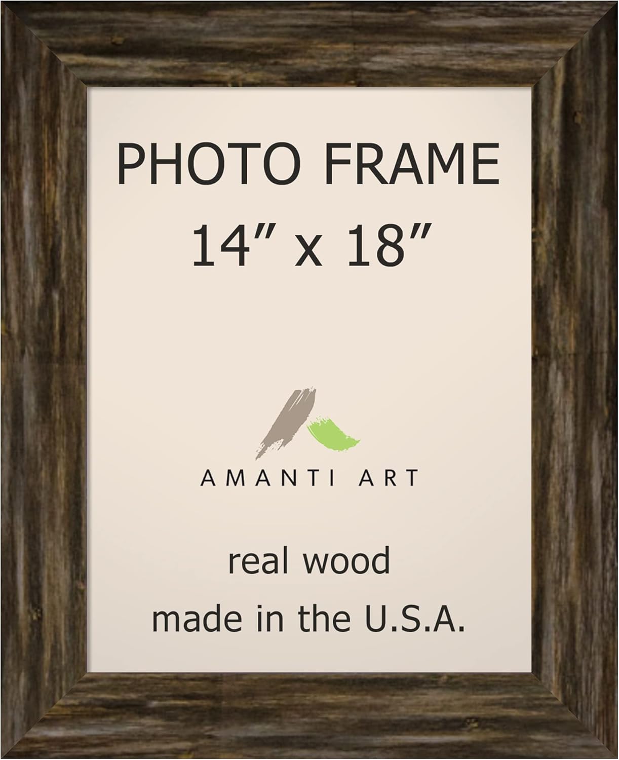 Amanti Art Wood Picture Frame 14x18 Glass, Fencepost Brown
