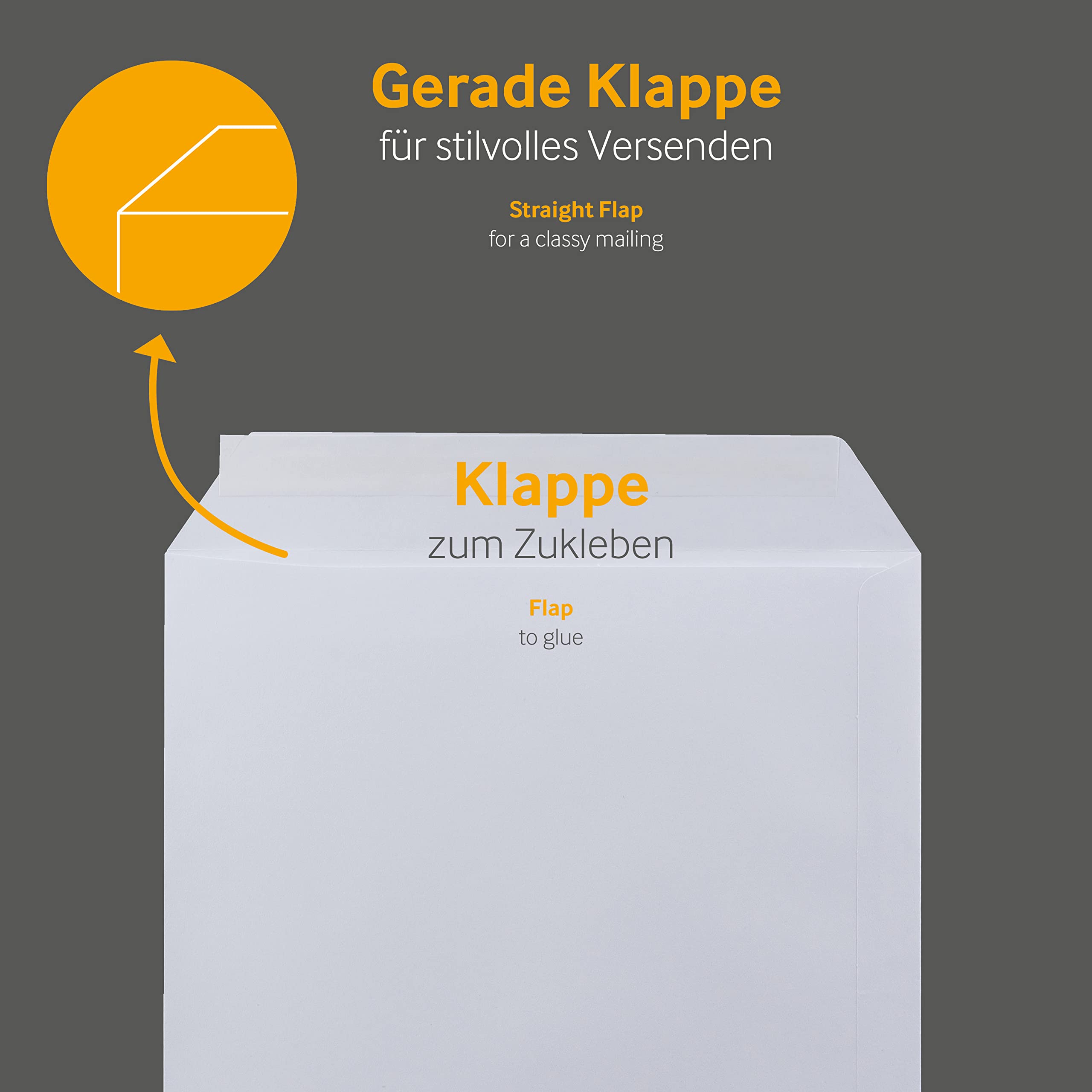 100 Stück, Briefumschläge, 240 x 240 mm, Haftklebung mit Abziehstreifen, Gerade Klappe, 120 g/qm Offset, Ohne Fenster, Weiß (Hochweiß), Blanke Briefhüllen