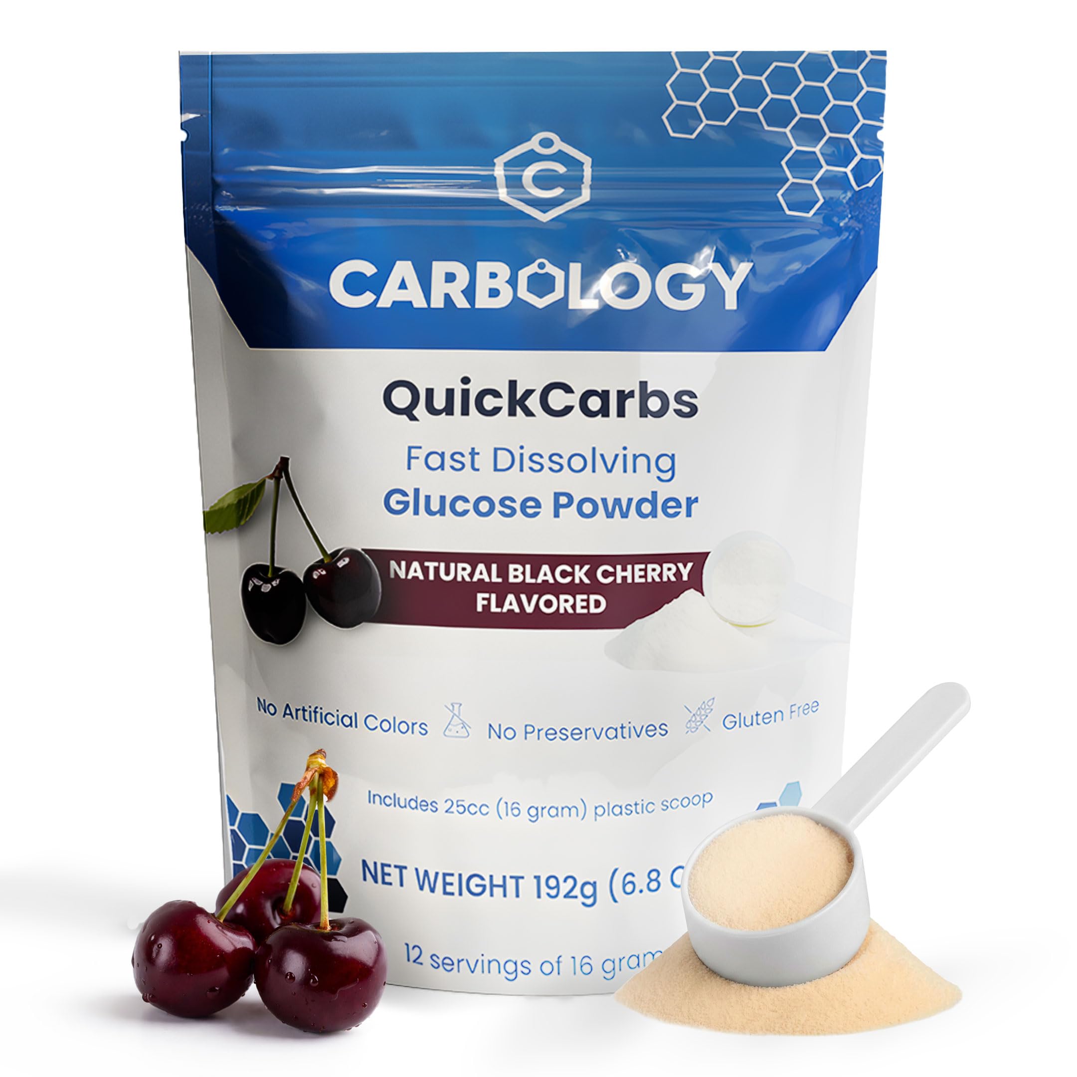 Carbology Pós de glicose 16 g, 12 porções, 192 g