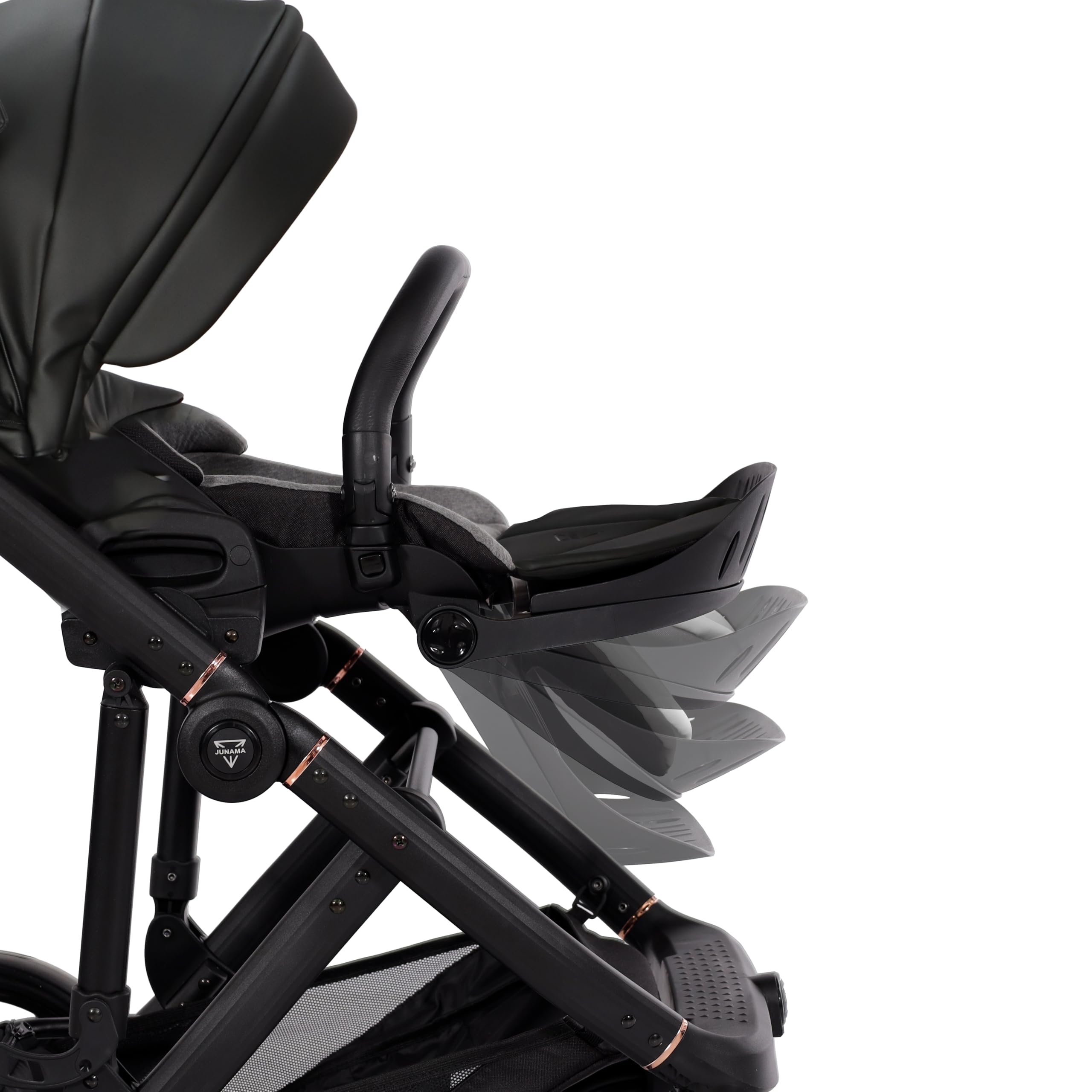 Junama Diamond Classic 03 Negro Cochecito de Bebé 2 en 1/3 en 1/4 en 1 + Sombrilla (4 en 1 con base ISOFIX)