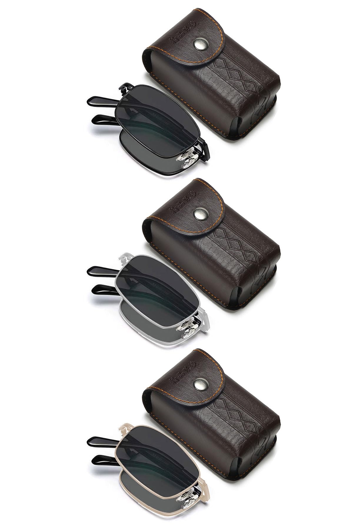 KOOSUFA Faltbare Selbsttönende Gleitsicht Lesebrille Gleitsichtbrille Progressive Multifokus Anti-Blaulicht Photochrome Herren Damen mit UV-Schutz Sonnenlesebrille Zusammenklappbar mit Etui 1,0-4,0