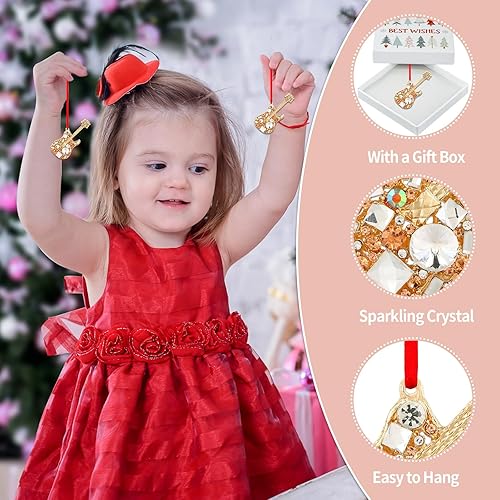 Miniatura 9 de D4DREAM Adorno de Navidad para colgar en la guitarra, adornos para árbol de Navidad, adornos de guitarra para árbol de Navidad, adorno de guitarra