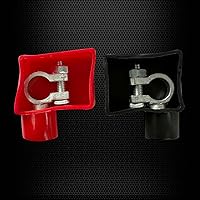 Vista 3 de Ampper Conectores de terminales de batería de cobre, juego de conectores de terminales de batería de poste superior torneado (+-) con cubierta