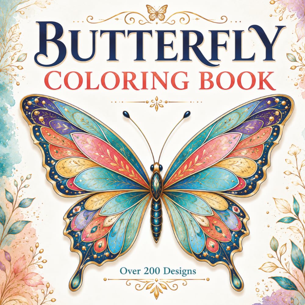 Butterfly coloring book: A relaxing butterfly coloring book for adults and teens with over 200 beautiful designs