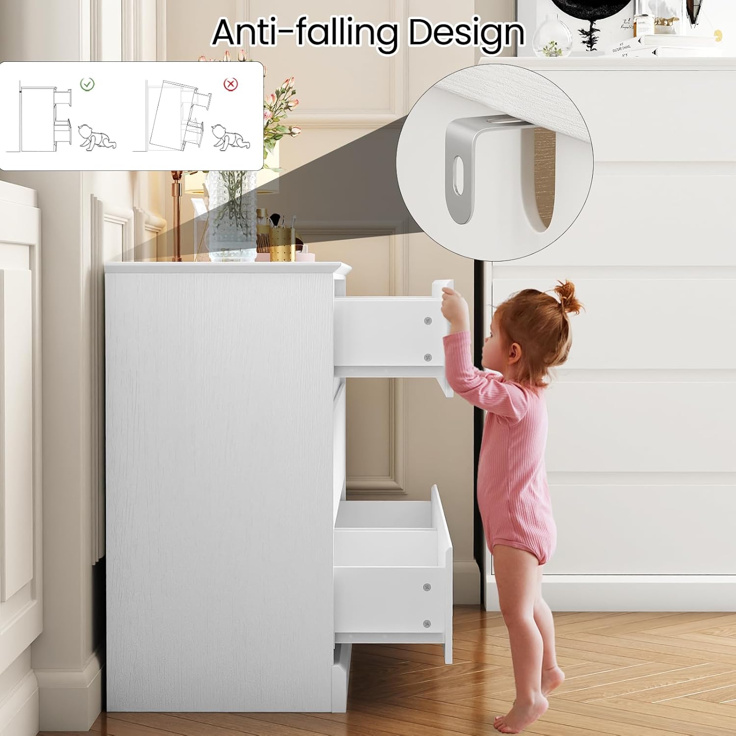 White Nursery Dresser with Soft Close Drawers