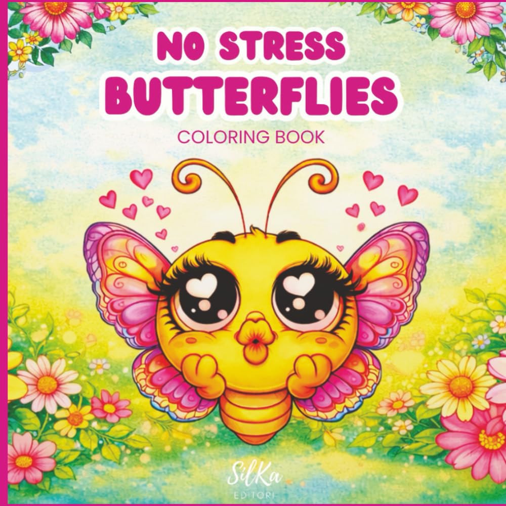 No Stress Butterflies Coloring Book: A Cute and Relaxing Butterfly Coloring Book for Kids Ages 8–10 and Adults | Fun, Mindful & Stress Relief Coloring Pages