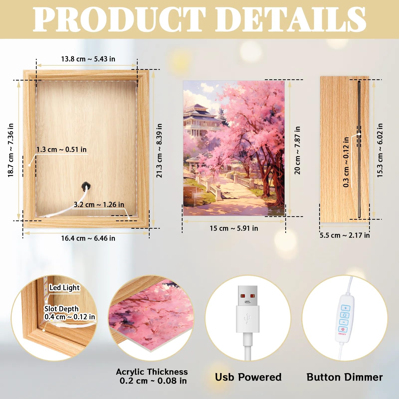 Light Up Painting, Colorful Forest Wall Art Picture Light Mystical Forest Light Up Desktop Art Decor, 10 Brightness, USB Powered, 3 Lighting Modes, Anxiety Relief Gift for Bedroom Home - Without Frame